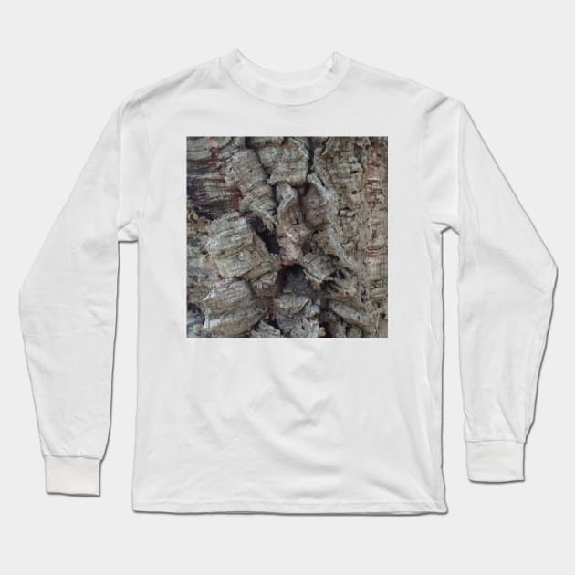 Cork Oak Tree Bark Texture 5 Long Sleeve T-Shirt by oknoki